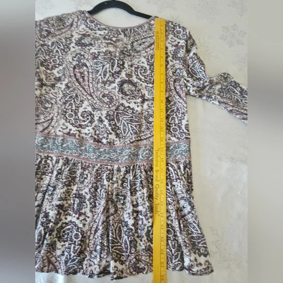 American Eagle Outfitters Boho Paisley Tie Front Blouse Top Peasant SZ M - Picture 5 of 11